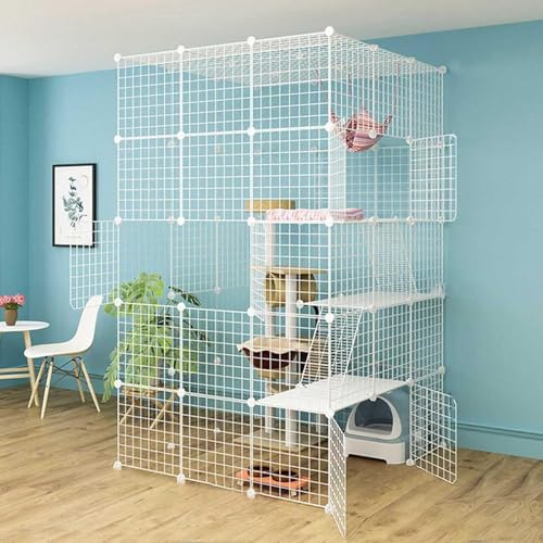 Katzenlaufstall for den Innenbereich – Haustierzwinger, Kätzchenkäfig, Katzen-Außengehege, Katzenhaus aus Metall for den Innenbereich, DIY, stabil, leicht zu reinigen, abnehmbarer Übungsbereich, ideal Katzenlaufstall for den Innenbereich – Haustierzwinger, Kätzchenkäfig, Katzen-Außengehege, Katzenhaus aus Metall for den Innenbereich, DIY, stabil, leicht zu reinigen, abnehmbarer Übungsbereich, ideal von YTBHSHXZ