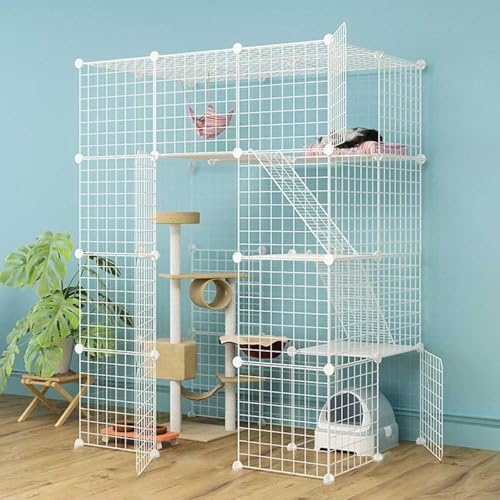Katzenlaufstall for den Innenbereich – Haustierzwinger, Kätzchenkäfig, Katzen-Außengehege, Katzenhaus aus Metall for den Innenbereich, DIY, stabil, leicht zu reinigen, abnehmbarer Übungsbereich, ideal Katzenlaufstall for den Innenbereich – Haustierzwinger, Kätzchenkäfig, Katzen-Außengehege, Katzenhaus aus Metall for den Innenbereich, DIY, stabil, leicht zu reinigen, abnehmbarer Übungsbereich, ideal von YTBHSHXZ