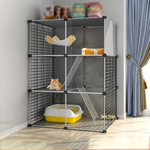 Laufstall for Katzen, Laufstall, 3-stöckiges Katzengehege, Zwinger for den Innenbereich, Katzenkiste, Laufstall for Kätzchen, Frettchenkäfig, Haustierkiste Laufstall for Katzen, Laufstall, 3-stöckiges Katzengehege, Zwinger for den Innenbereich, Katzenkiste, Laufstall for Kätzchen, Frettchenkäfig, Haustierkiste von YTBHSHXZ