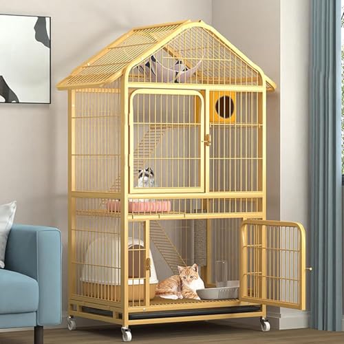 Laufstall for Katzen, Meerschweinchenkäfige, Rattenkäfige, Katzenkäfige for den Innenbereich, Haustiergehege mit verstellbaren Ruheplattformen, abnehmbarer, auslaufsicherer Wanne, 360°-Rollen mit 4 Fe Laufstall for Katzen, Meerschweinchenkäfige, Rattenkäfige, Katzenkäfige for den Innenbereich, Haustiergehege mit verstellbaren Ruheplattformen, abnehmbarer, auslaufsicherer Wanne, 360°-Rollen mit 4 Fe von YTBHSHXZ