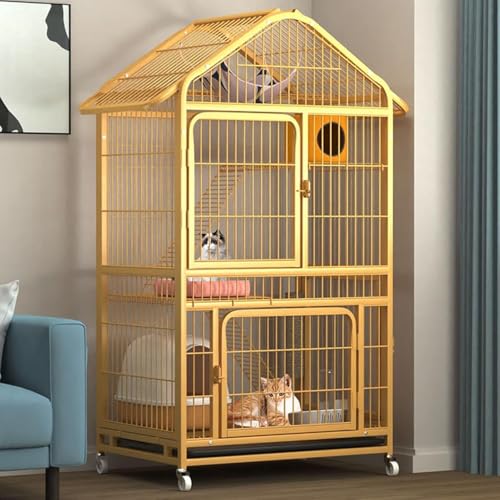 Laufstall for Katzen, Meerschweinchenkäfige, Rattenkäfige, Katzenkäfige for den Innenbereich, Haustiergehege mit verstellbaren Ruheplattformen, abnehmbarer, auslaufsicherer Wanne, 360°-Rollen mit 4 Fe Laufstall for Katzen, Meerschweinchenkäfige, Rattenkäfige, Katzenkäfige for den Innenbereich, Haustiergehege mit verstellbaren Ruheplattformen, abnehmbarer, auslaufsicherer Wanne, 360°-Rollen mit 4 Fe von YTBHSHXZ