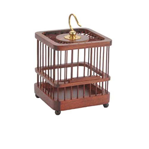 Vintage quadratischer runder Vogelkäfig, Kleiner Vogelkäfig, Papageien-Vogelkäfig, Bambus-Vogelkäfig, geeignet for kleine und mittelgroße Vögel(Square B) von YTBHSHXZ
