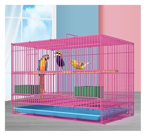 Vogelkäfig, rechteckig, for Zucht, Flug, Sittiche, Schublade, Vogelkäfig, Zubehör for Finken, Wellensittiche, Nymphensittiche, Sittiche, Turteltauben(Pink Large) von YTBHSHXZ