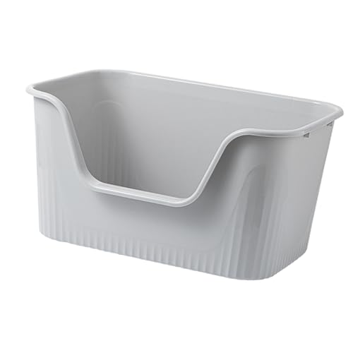 YTBHSHXZ große Katzentoiletten，. Katzentoilette, Katzentoilette mit offener Oberseite, Katzentoilette mit Spritzschutz und hohem Rand, Katzentoilette,(Gray) von YTBHSHXZ