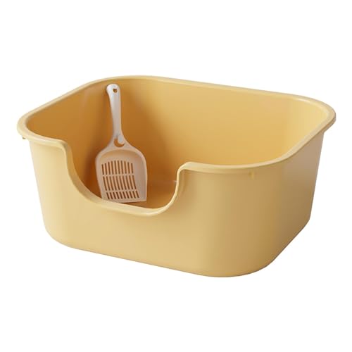 YTBHSHXZ große Katzentoiletten，. Katzentoilette mit hohen Seitenwänden, Katzentoilette, Katzentoilette, offene Oberseite, Haustiertoilette(Yellow) von YTBHSHXZ