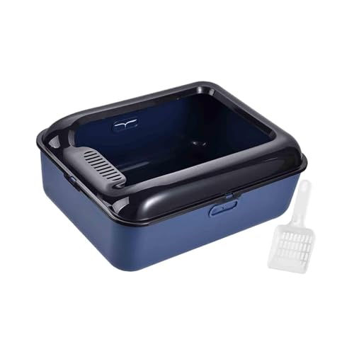 YTBHSHXZ große Katzentoiletten，. Katzentoilette mit offenem Deckel, Katzentoilette, stabiles Katzenklo, Katzensandkasten, Katzentoilette, Katzentoilette mit hohen Seitenwänden,(Blue,M) von YTBHSHXZ