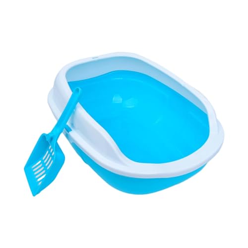 YTBHSHXZ große Katzentoiletten，. Offene Katzentoilette, Katzentoilette, Kätzchentoilette for alle Arten von Katzenstreu, tragbare Katzentoilette mit hohem Rand,(Blue) von YTBHSHXZ