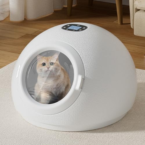 YTBHSHXZ mit Timer und Beleuchtung, 360° Ganzkörpertrocknung, 55L Haustier-Trockenschrank for Katzen kleine Hunde, Weiß(220V) von YTBHSHXZ