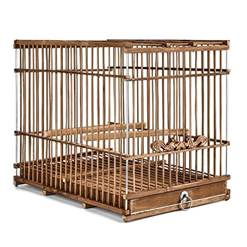Vogelkäfige Bambus-Vogelkäfige Tragbarer Haushalt Vogelkäfig Vintage Quadratisch Große Vogelträger Retro Vogelhaus Tolle Dekoration für Zuhause Leicht zu tragen von YTGHBIML
