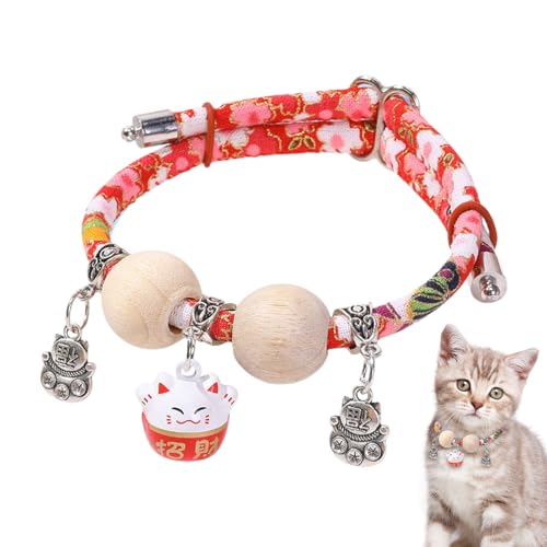 Halsband Für Hauskatze | Kätzchenhalsband Mit Zedernholzperle,Für Mittel Groß Katzen Hals Schmuck Tägliche Wohnung Garten Spaziergang Training von YTGOCN