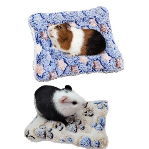 YTPAFK Meerschweinchenbetten, weiche Fleece-Einlagen für kleine Haustiere, Größe M 33 x 26 cm und 1 kleine 15 x 20 cm, waschbare und bequeme Meerschweinchen-Matte für Kaninchen, Hamster, Igel, 2 Stück von YTPAFK