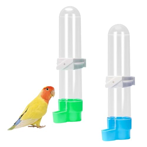 2 x Vogeltränker, automatischer Vogelfutterspender zum Aufhängen, Wasserflaschen, Vogeltränke für Papageien, Wellensittiche, Sittiche, Nymphensittiche von YTRUOYI