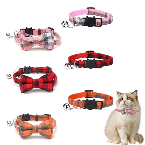 Katzenhalsbänder, 6 Stück, Katzenfliege, verstellbares Katzenhalsband mit Schleife, abnehmbares Kätzchenhalsband mit Glocke und Schnellverschluss-Schnalle für Welpen, Kätzchen Katzenhalsbänder, 6 Stück, Katzenfliege, verstellbares Katzenhalsband mit Schleife, abnehmbares Kätzchenhalsband mit Glocke und Schnellverschluss-Schnalle für Welpen, Kätzchen von YTSMFL
