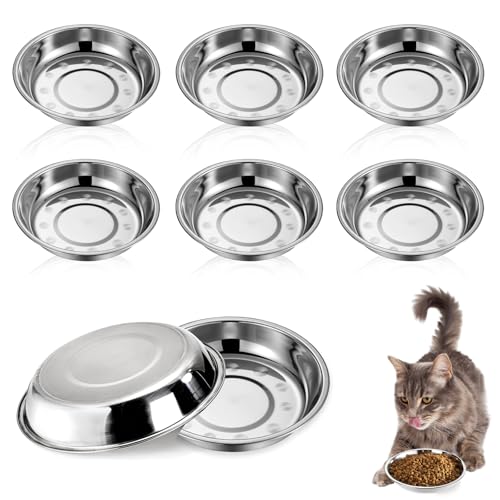 Katzennäpfe aus Edelstahl, 8 Stück, 18 cm, Ersatz für kleine Katzennäpfe, Edelstahl, flach, breit, flach, für Katzen, Futter und Wasserfütterung Katzennäpfe aus Edelstahl, 8 Stück, 18 cm, Ersatz für kleine Katzennäpfe, Edelstahl, flach, breit, flach, für Katzen, Futter und Wasserfütterung von YTSMFL