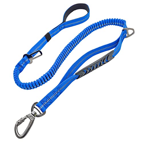 YUAN NIAN Starke Hundeleine, Bungee Elastische Hundeleine Verstellbar Reflektierende Elastische Hundeleine zum Spazierengehen, Anti-Pull-Hundeleine mit Sicherheitsgurt Schnalle (Blau) von YUAN NIAN