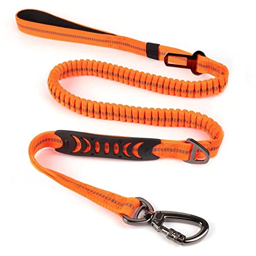Starke Hundeleine, Bungee Elastische Hundeleine Verstellbar Reflektierende Elastische Hundeleine zum Spazierengehen, Anti-Pull-Hundeleine mit Sicherheitsgurt Schnalle (Orange) von YUAN NIAN