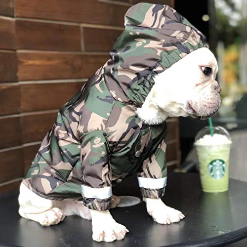 YUANOU Hunderegenmantel Französische Bulldogge Kleidung Mops Kleidung Haustier Regenjacke wasserdichte Kleidung für Hund Reflektierende von YUANOU