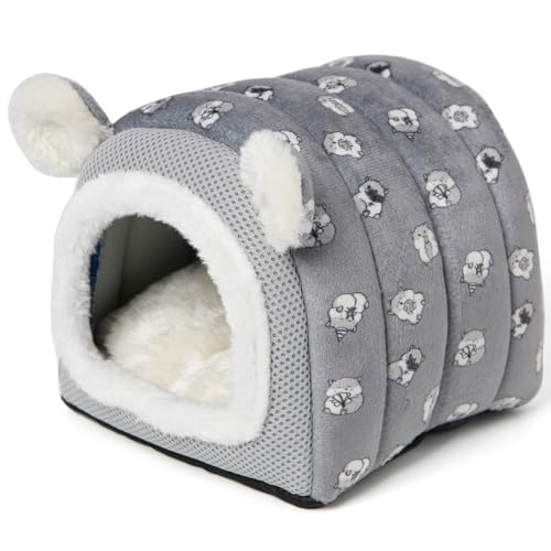 YUANST Igel-Bett-Höhle Nest Versteck Hamster Meerschweinchen Kleintiere Käfig Zubehör Warmes Haus (Grau) von YUANST