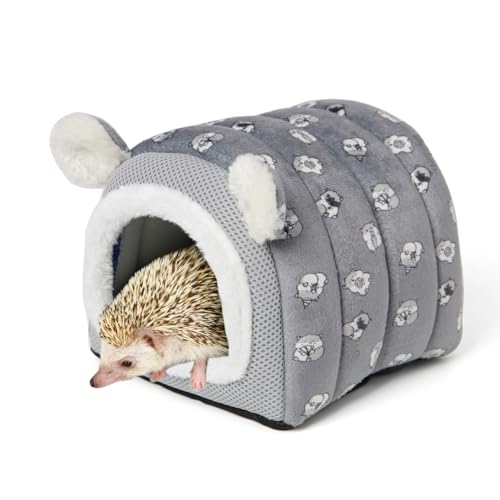 YUANST Igelbett Höhle Versteck Igelhaus Igelzubehör Hamster Kleintiere Käfig Zubehör Warmes Haus (Grau) von YUANST