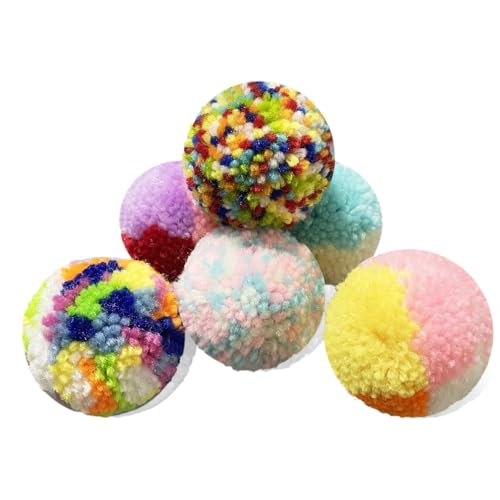 YUBONUS Katzenball-Spielzeug, Wollgarn, Bommeln, interaktives Kätzchen-Jagdspielzeug, 6 Stück YUBONUS Katzenball-Spielzeug, Wollgarn, Bommeln, interaktives Kätzchen-Jagdspielzeug, 6 Stück von YUBONUS