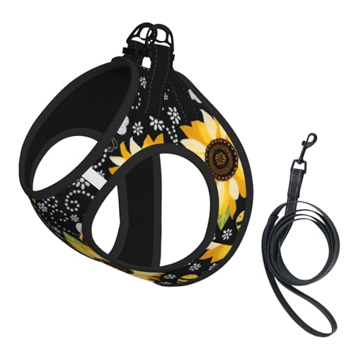 Hundegeschirr mit Sonnenblumen-Bienen-Druck, reflektierend, Hundezubehör für kleine, mittelgroße und große Hunde und Katzen von YUBVCF