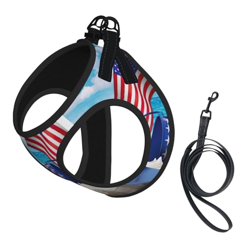 Sea to Shining Sea Patriotischer Druck, Welpengeschirr mit reflektierendem Design, Hundezubehör für kleine, mittelgroße und große Hunde und Katzen von YUBVCF