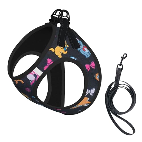 Sommer-Geschirr mit Cartoon-Katzen-Druck, reflektierend, Hundezubehör für kleine, mittelgroße und große Hunde und Katzen Sommer-Geschirr mit Cartoon-Katzen-Druck, reflektierend, Hundezubehör für kleine, mittelgroße und große Hunde und Katzen von YUBVCF