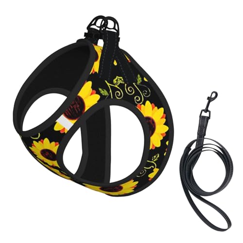 Stilvolles, reflektierendes Hundegeschirr mit Sonnenblumen-Aufdruck, Hundezubehör für kleine, mittelgroße und große Hunde und Katzen von YUBVCF