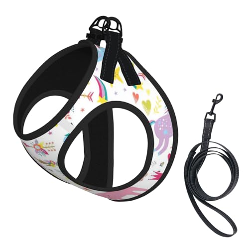 Welpengeschirr mit Einhörner-Motiv, reflektierend, Hundezubehör für kleine, mittelgroße und große Hunde und Katzen, Rosa Welpengeschirr mit Einhörner-Motiv, reflektierend, Hundezubehör für kleine, mittelgroße und große Hunde und Katzen, Rosa von YUBVCF