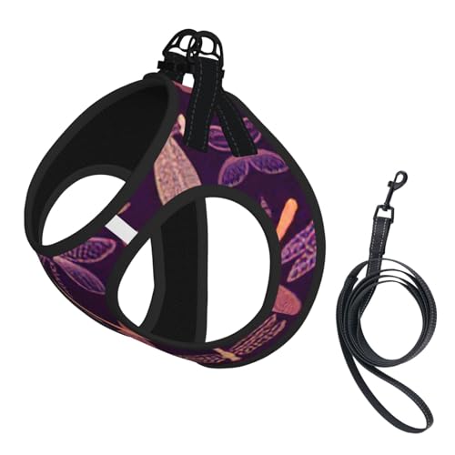 Welpengeschirr mit Libellen-Druck, reflektierend, Hundezubehör für kleine, mittelgroße und große Hunde und Katzen, Violett Welpengeschirr mit Libellen-Druck, reflektierend, Hundezubehör für kleine, mittelgroße und große Hunde und Katzen, Violett von YUBVCF