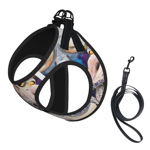 Welpengeschirr mit Retro-Krakenmotiv, reflektierend, Hundezubehör für kleine, mittelgroße und große Hunde und Katzen von YUBVCF