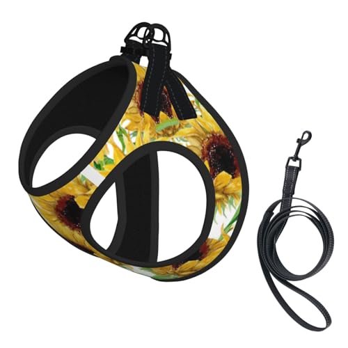 Welpengeschirr mit Sonnenblumen-Motiv, reflektierend, Hundezubehör für kleine, mittelgroße und große Hunde und Katzen, Gelb Welpengeschirr mit Sonnenblumen-Motiv, reflektierend, Hundezubehör für kleine, mittelgroße und große Hunde und Katzen, Gelb von YUBVCF