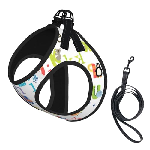 Welpengeschirr mit Tier-Alphabetdruck, reflektierend, Hundezubehör für kleine, mittelgroße und große Hunde und Katzen Welpengeschirr mit Tier-Alphabetdruck, reflektierend, Hundezubehör für kleine, mittelgroße und große Hunde und Katzen von YUBVCF