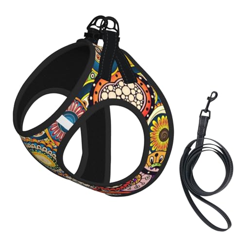 Welpengeschirr mit ethnischen Kreisen, Blumenmuster, reflektierend, Hundezubehör für kleine, mittelgroße und große Hunde und Katzen Welpengeschirr mit ethnischen Kreisen, Blumenmuster, reflektierend, Hundezubehör für kleine, mittelgroße und große Hunde und Katzen von YUBVCF