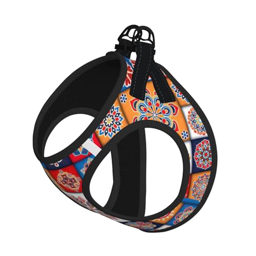 Welpengeschirr mit reflektierendem Retro-Flowwer-Druck, Hundezubehör für kleine, mittelgroße und große Hunde und Katzen von YUBVCF