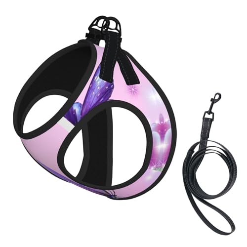 Welpengeschirr mit reflektierendem Schmetterlings-Aufdruck, Hundezubehör für kleine, mittelgroße und große Hunde und Katzen, Rosa von YUBVCF