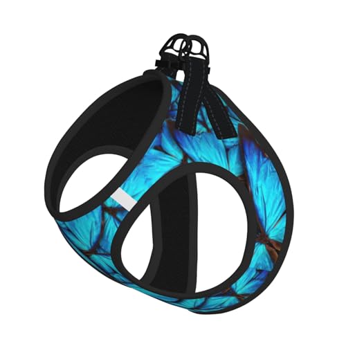 Welpengeschirr mit reflektierendem Schmetterlingsmotiv, Hundezubehör für kleine, mittelgroße und große Hunde und Katzen, Blau Welpengeschirr mit reflektierendem Schmetterlingsmotiv, Hundezubehör für kleine, mittelgroße und große Hunde und Katzen, Blau von YUBVCF