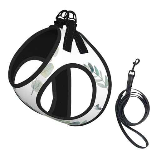 Welpengeschirr mit reflektierendem Zweigdruck, für kleine, mittelgroße und große Hunde und Katzen, Weiß Welpengeschirr mit reflektierendem Zweigdruck, für kleine, mittelgroße und große Hunde und Katzen, Weiß von YUBVCF