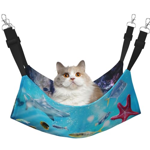 YUBVCF Farbenfrohes 3D-Haustierbett mit Meereslandschaft unter Wasser tropischer Fische, weiches Haustierbett, passend für Frettchen, Kätzchen, Welpen, kleine Hunde, verstellbarer Riemen YUBVCF Farbenfrohes 3D-Haustierbett mit Meereslandschaft unter Wasser tropischer Fische, weiches Haustierbett, passend für Frettchen, Kätzchen, Welpen, kleine Hunde, verstellbarer Riemen von YUBVCF