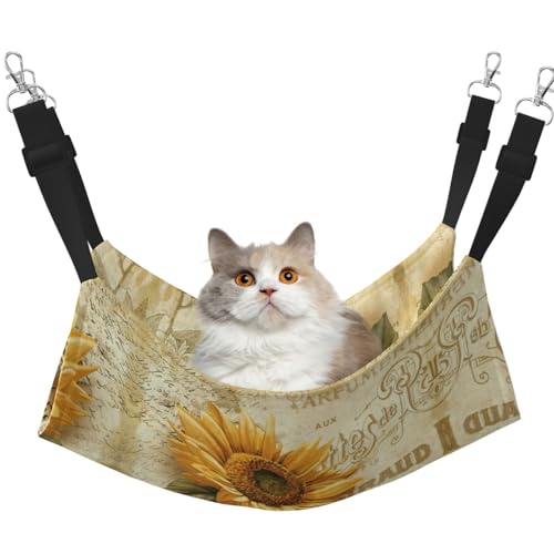 YUBVCF Weiches Haustierbett, Retro-Sonnenblumen-Design, passend für Frettchen, Kätzchen, Welpen, kleine Hunde, verstellbarer Gurt YUBVCF Weiches Haustierbett, Retro-Sonnenblumen-Design, passend für Frettchen, Kätzchen, Welpen, kleine Hunde, verstellbarer Gurt von YUBVCF