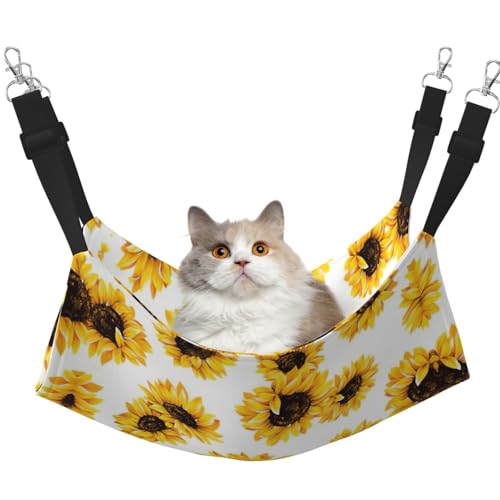 YUBVCF Weiches Haustierbett, Sonnenblumen-Design, passend für Frettchen, Kätzchen, Welpen, kleine Hunde, verstellbarer Gurt von YUBVCF