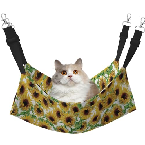 YUBVCF Weiches Haustierbett, Sonnenblumen-Design, passend für Frettchen, Kätzchen, Welpen, kleine Hunde, verstellbarer Gurt YUBVCF Weiches Haustierbett, Sonnenblumen-Design, passend für Frettchen, Kätzchen, Welpen, kleine Hunde, verstellbarer Gurt von YUBVCF