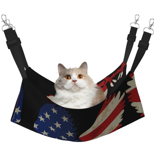 YUBVCF Weiches Haustierbett mit amerikanischem Adler und Flagge, passend für Frettchen, Kätzchen, Welpen, kleine Hunde, verstellbarer Gurt YUBVCF Weiches Haustierbett mit amerikanischem Adler und Flagge, passend für Frettchen, Kätzchen, Welpen, kleine Hunde, verstellbarer Gurt von YUBVCF