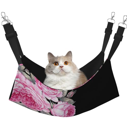 YUBVCF Weiches Haustierbett mit rosa Blumen, für Frettchen, Kätzchen, Welpen, kleine Hunde, verstellbarer Gurt von YUBVCF