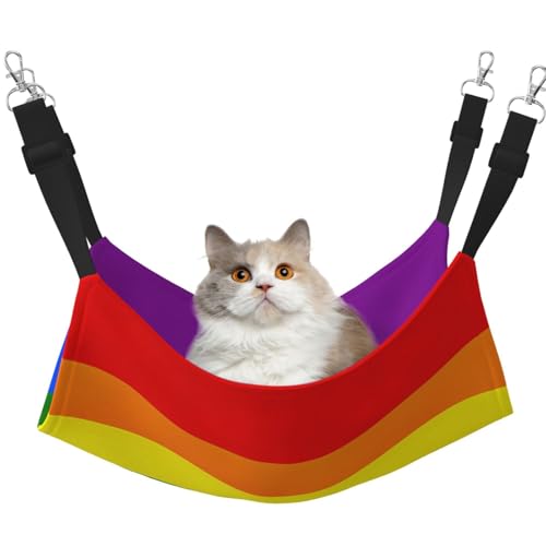 YUBVCF Weiches Regenbogen-Haustierbett für Frettchen, Kätzchen, Welpen, kleine Hunde, verstellbarer Gurt YUBVCF Weiches Regenbogen-Haustierbett für Frettchen, Kätzchen, Welpen, kleine Hunde, verstellbarer Gurt von YUBVCF