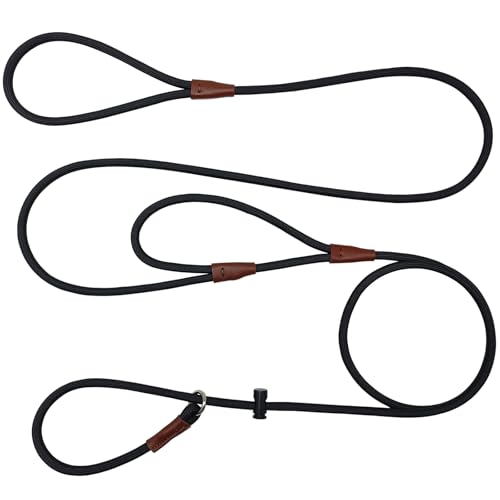 YUCFOREN Hundeleine mit Doppelgriff, 2,4 m, Anti-Würgen, 0,6 cm Nylonseil, Trainingsleine, Verkehrsgriff, kein Ziehen, für kleine und mittelgroße Tiere, 2,4 m x 0,6 cm, Schwarz YUCFOREN Hundeleine mit Doppelgriff, 2,4 m, Anti-Würgen, 0,6 cm Nylonseil, Trainingsleine, Verkehrsgriff, kein Ziehen, für kleine und mittelgroße Tiere, 2,4 m x 0,6 cm, Schwarz von YUCFOREN