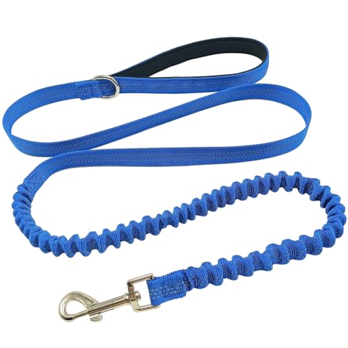 YUCFOREN Reflektierende Bungee-Hundeleine, 1,5 - 2,1 m, kein Ziehen für Stoßdämpfung, Nylon, elastisch, für mittelgroße und kleine Hunde/Katzen, Dunkelblau von YUCFOREN