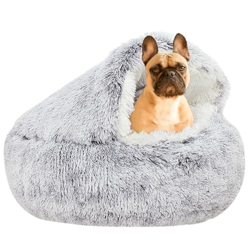 YUDANSI Überdachtes Hundebett 65 cm, Katzenhöhle Donut-Bett, Plüsch-Kunstfell-Nest, Flauschiges Rundes Hundekissen, Hundesofa, Katzenbett für Kleine Mittelgroße Hunde YUDANSI Überdachtes Hundebett 65 cm, Katzenhöhle Donut-Bett, Plüsch-Kunstfell-Nest, Flauschiges Rundes Hundekissen, Hundesofa, Katzenbett für Kleine Mittelgroße Hunde von YUDANSI