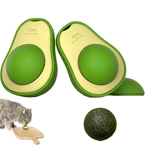 YUDANSI Katzenminze Spielzeug für Katzen, 2 Stück Katzenspielzeug Ball Avocado Drehbares Ball,Leckbarer Wandball für Katzen von YUDANSI
