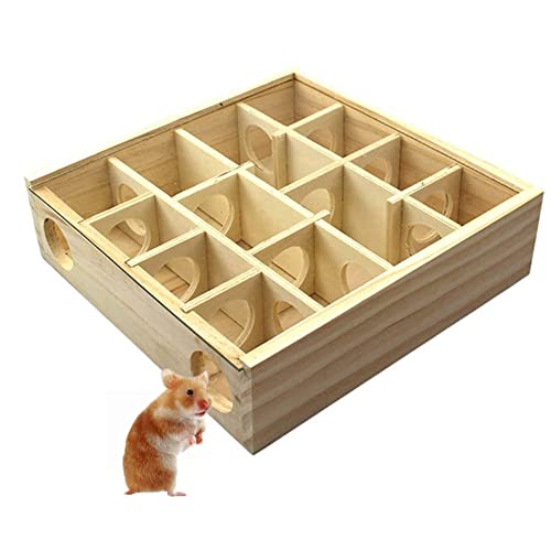 Wooden Maze Tunnel Toy with Cover Dwarf Hamster Maze Toy Safe for Small, Tiny, Mini Furry Animals, Child Gerbil Hole (Burlywood) von YUDICP